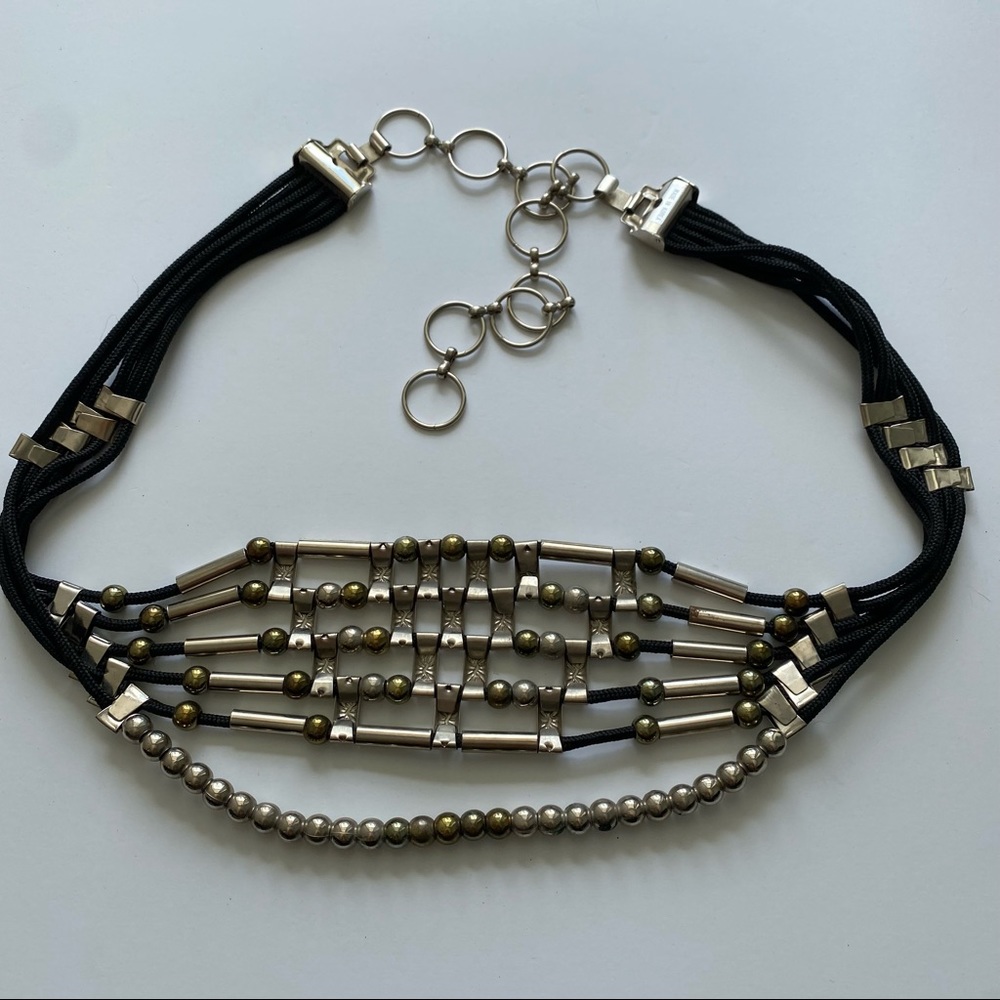 Vintage black and silver adjustable belt